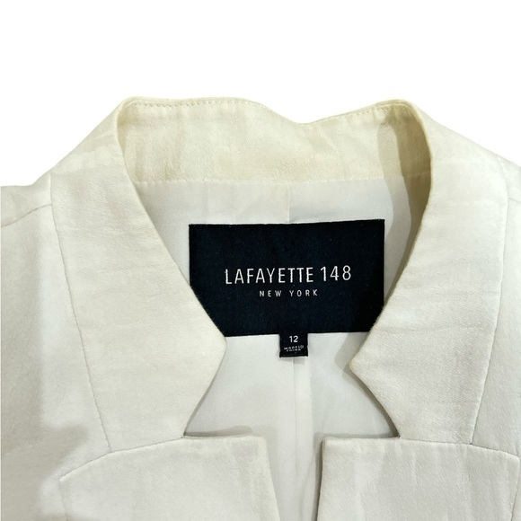 Lafayette New York single button lined stand up collar Cream Blazer size 12 - Picture 8 of 10